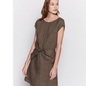 Joie Adoette Linen Olive Green Dress Tie Front